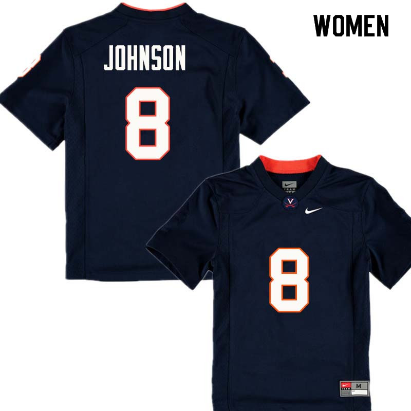 Women #8 Keeon Johnson Virginia Cavaliers College Football Jerseys Sale-Navy